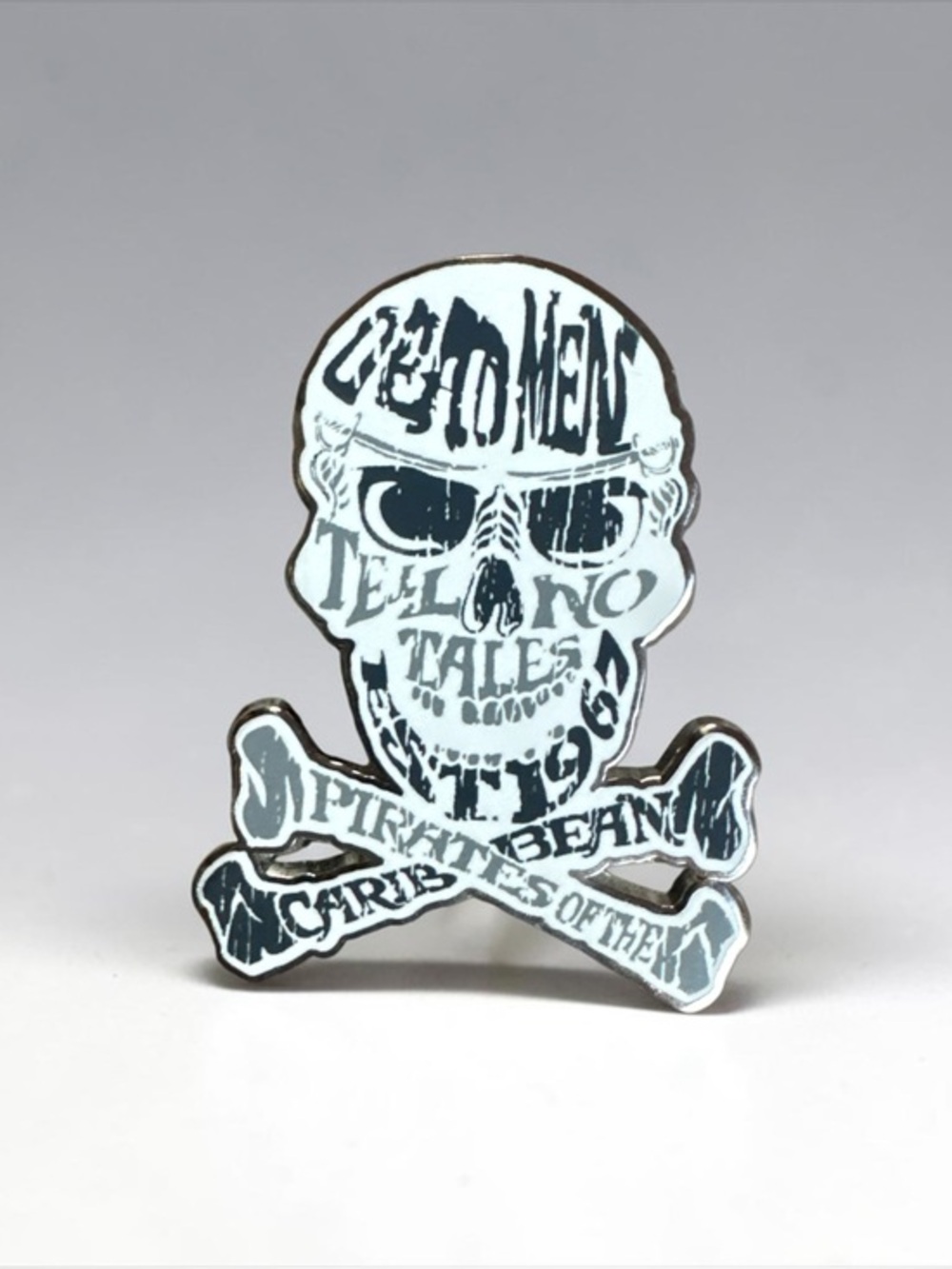 Disney Pirates of the Caribbean Skull & Crossbones Enamel Pin - White and Black
